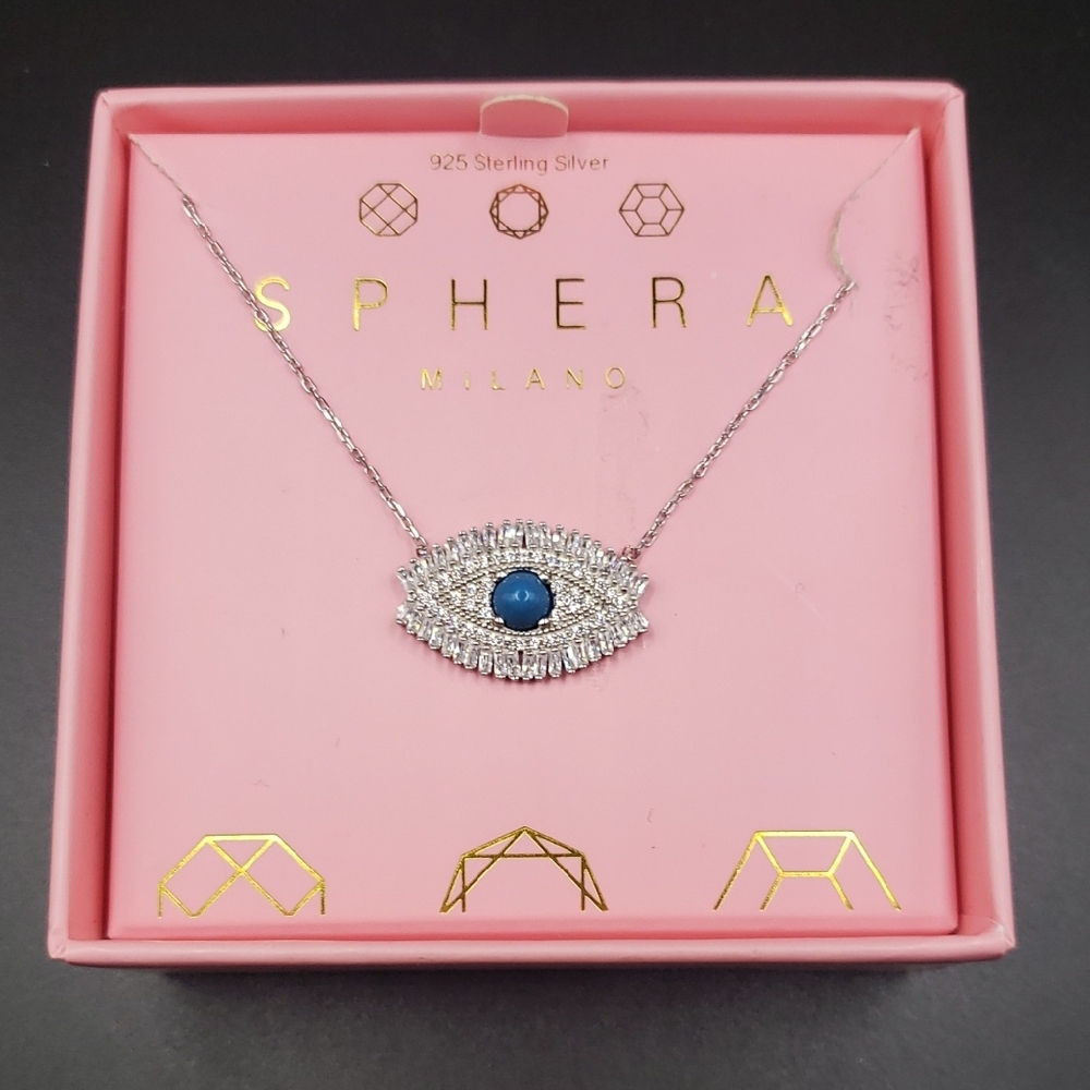 Sphera Milano Baguette Evil Eye Sterling Necklace